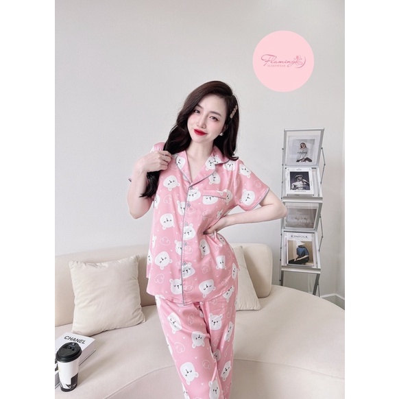 SP_41 Đồ bộ pijama BOLOBALA tay ngắn quần dài lụa latin màu sắc tươi trẻ, hoạ tiết cute
