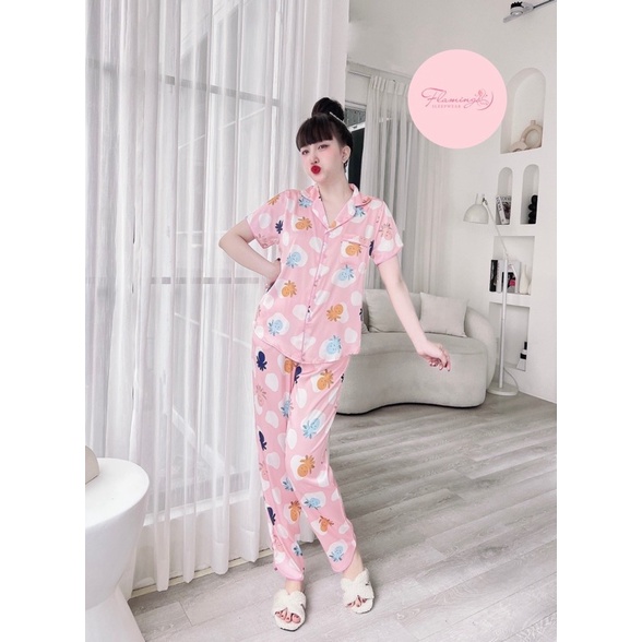 SP_41 Đồ bộ pijama BOLOBALA tay ngắn quần dài lụa latin màu sắc tươi trẻ, hoạ tiết cute