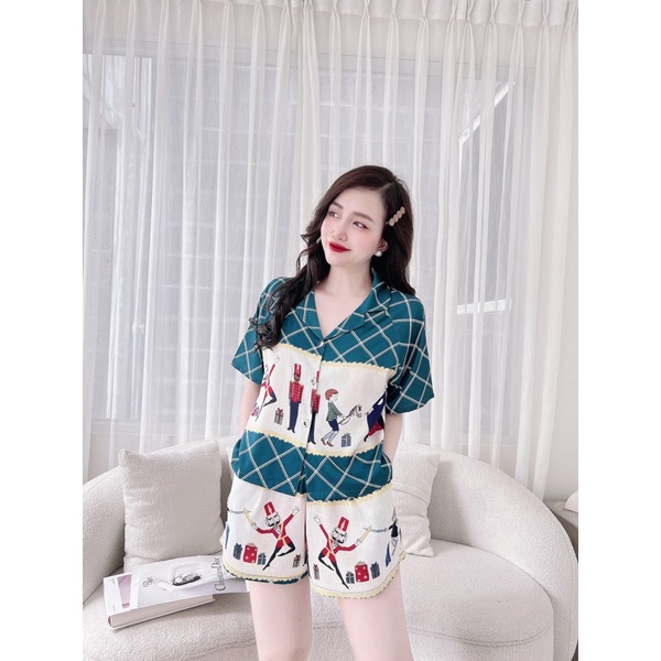 SP_29 Đồ bộ pijama BOLOBALA đùi croptop lụa xước mẫu mới, hàng đẹp cao cấp