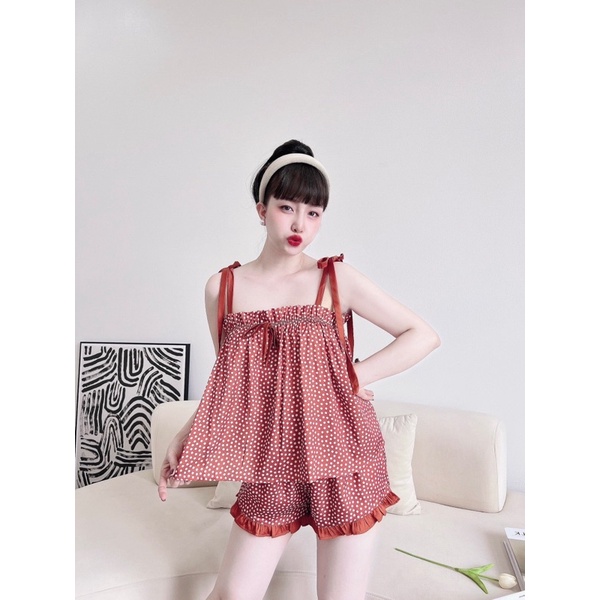 SP_65 Đồ bộ BOLOBALA đùi áo dây lụa latin màu sắc hot trend, nhẹ nhàng