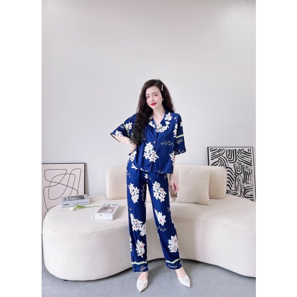 SP_20 Đồ bộ pijama BOLOBALA áo tay ngắn quần dài, chất lụa latin xịn đét, hoạ tiết cực sang, form dưới 65kg vừa