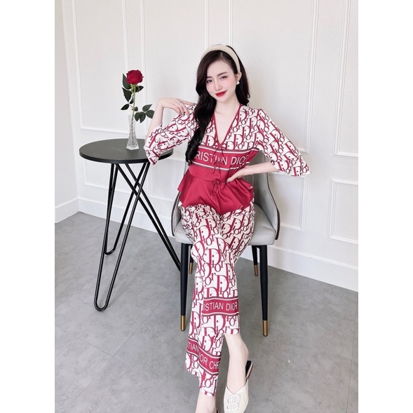 SP_06 Đồ bộ pijama BOLOBALA latin tay áo lỡ bèo quần dài, thiết kế mới, tiểu thư.