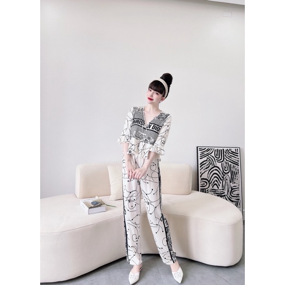 SP_18 Đồ bộ pijama BOLOBALA quần dài áo tay lỡ bèo 3 nơ xinh xắn lụa latin màu sắc hot trend, nhẹ nhàng