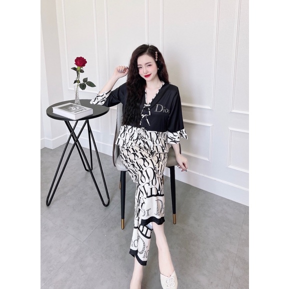 SP_06 Đồ bộ pijama BOLOBALA latin tay áo lỡ bèo quần dài, thiết kế mới, tiểu thư.