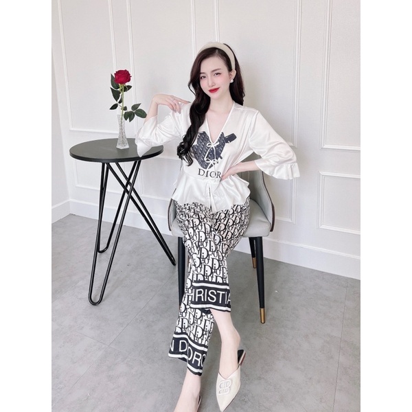 SP_06 Đồ bộ pijama BOLOBALA latin tay áo lỡ bèo quần dài, thiết kế mới, tiểu thư.