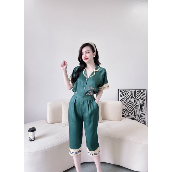 SP_09 Đồ bộ pijama BOLOBALA tay ngắn quần lửng, chất lụa xước đẹp, có 9 màu