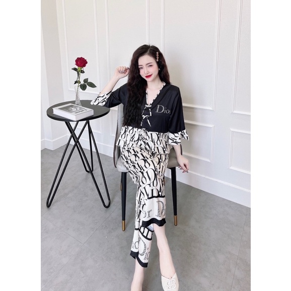 SP_06 Đồ bộ pijama BOLOBALA latin tay áo lỡ bèo quần dài, thiết kế mới, tiểu thư.