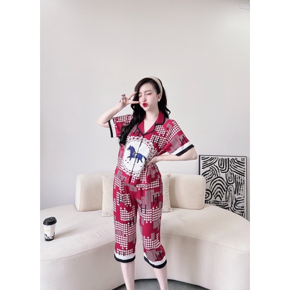 SP_09 Đồ bộ pijama BOLOBALA tay ngắn quần lửng, chất lụa xước đẹp, có 9 màu