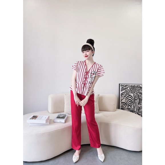 SP_05 Đồ bộ pijama BOLOBALA latin tay áo cánh tiên quần dài, mẫu mã mới, gu sang trọng, thẩm mỹ.