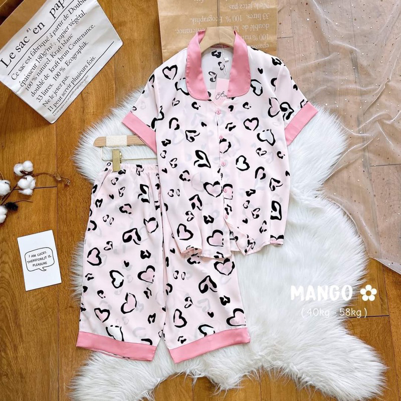 SP_47 Bộ đồ pijama BOLOBALA bộ ngủ pizama lửng chất mango mềm mịn họa tiết dễ thương