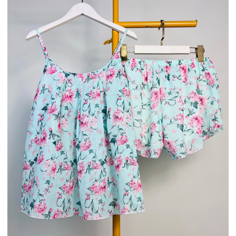 SP_80 Đồ bộ BOLOBALA áo dây xếp ly, quần đùi có lót 2 lớp, dây có tăng đơ chất liệu vải voan