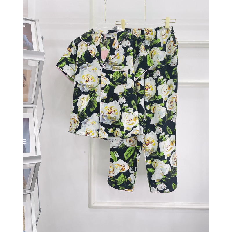 SP_95 Đồ bộ pijama BOLOBALA áo tay ngắn quần dài form pizama truyền thốngchất lụa mango mẫu mới, xinh hết nấc