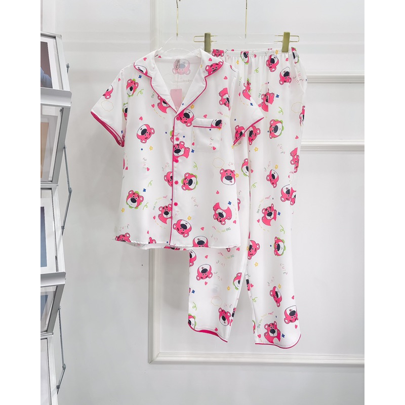 SP_95 Đồ bộ pijama BOLOBALA áo tay ngắn quần dài form pizama truyền thốngchất lụa mango mẫu mới, xinh hết nấc