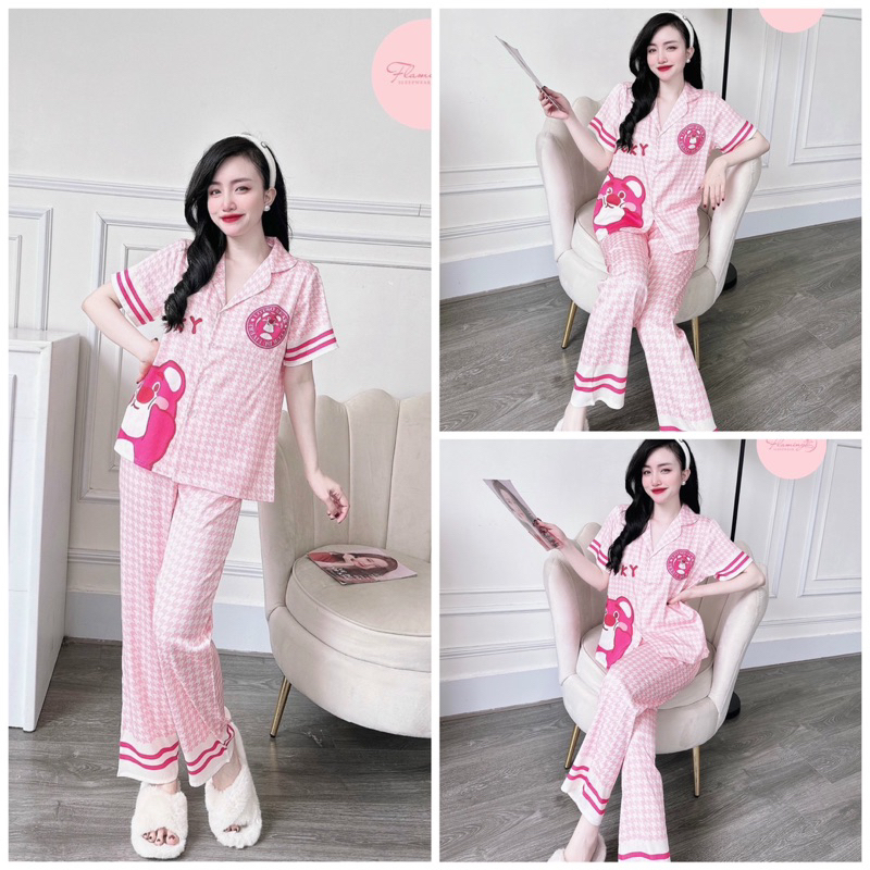 SP_104 Đồ bộ pijama BOLOBALA quần dài áo tay ngắn form pijama truyền thống chất lụa xước hàng đẹp xuất sắc