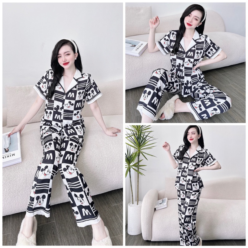 SP_107 Đồ bộ pijama BOLOBALA mặc nhà quần dài áo tay ngắn form truyền thống chất lụa latin may siêu kĩ, đẹp xuất sắc