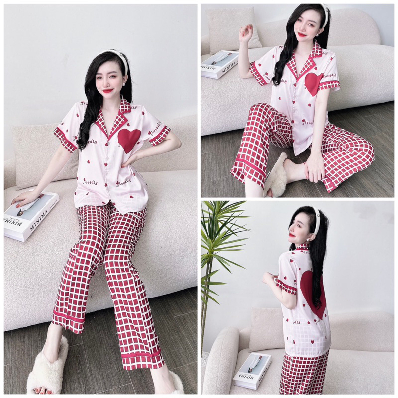 SP_107 Đồ bộ pijama BOLOBALA mặc nhà quần dài áo tay ngắn form truyền thống chất lụa latin may siêu kĩ, đẹp xuất sắc