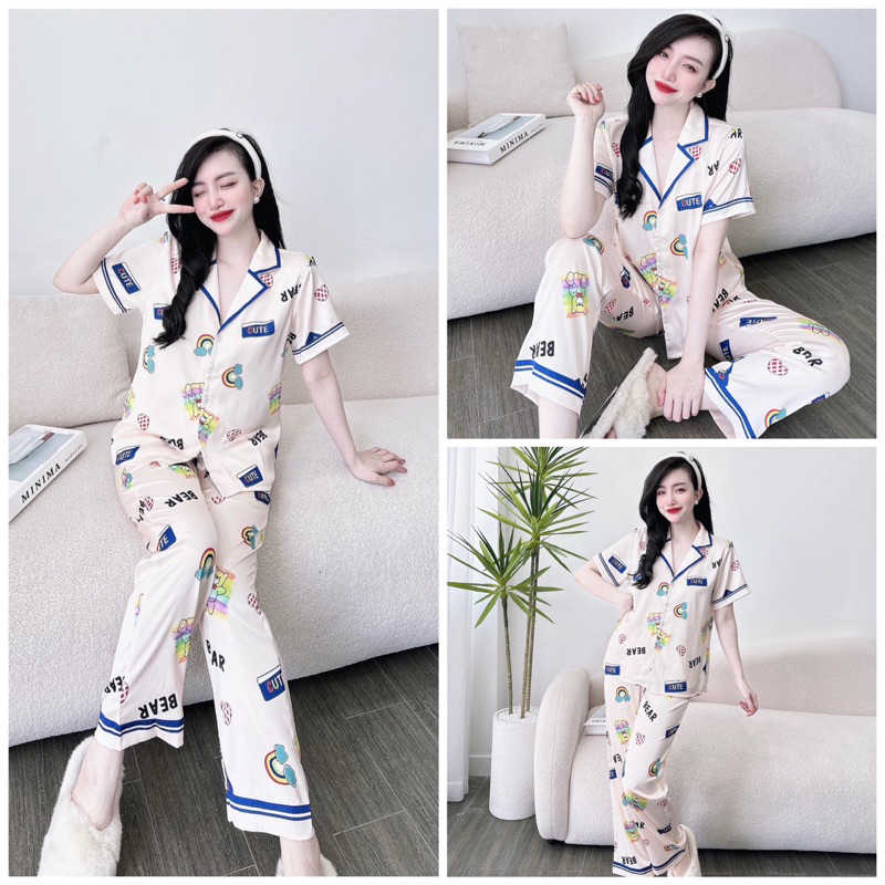SP_107 Đồ bộ pijama BOLOBALA mặc nhà quần dài áo tay ngắn form truyền thống chất lụa latin may siêu kĩ, đẹp xuất sắc