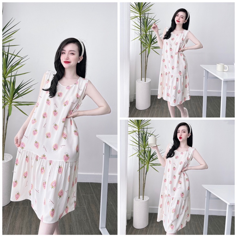 SP_110 Đầm BOLOBALA mặc nhà sát nách chất liệu vải TOLE (LANH) dáng rộng siêu thoải mái và mát mẻ