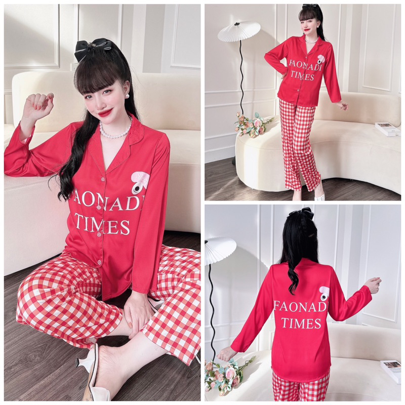 SP_113 Đồ bộ pijama BOLOBALA mặc nhà quần dài áo tay dài form truyền thống chất lụa latin cực xịn may rất đẹp