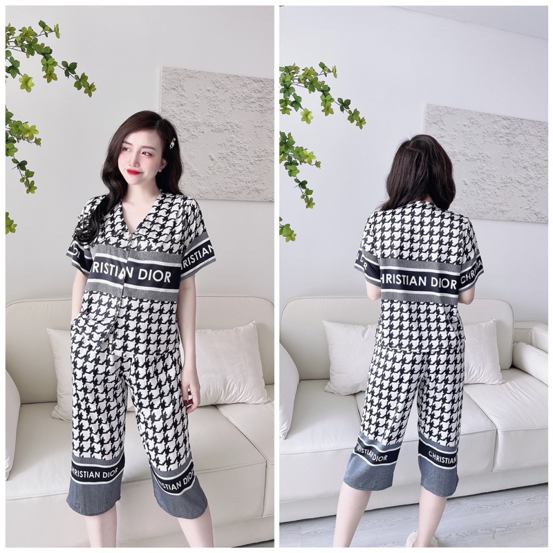 SP_46 Bộ đồ pijama BOLOBALA bộ ngủ pizama lửng chất lụa latin họa tiết thiết kế 3D