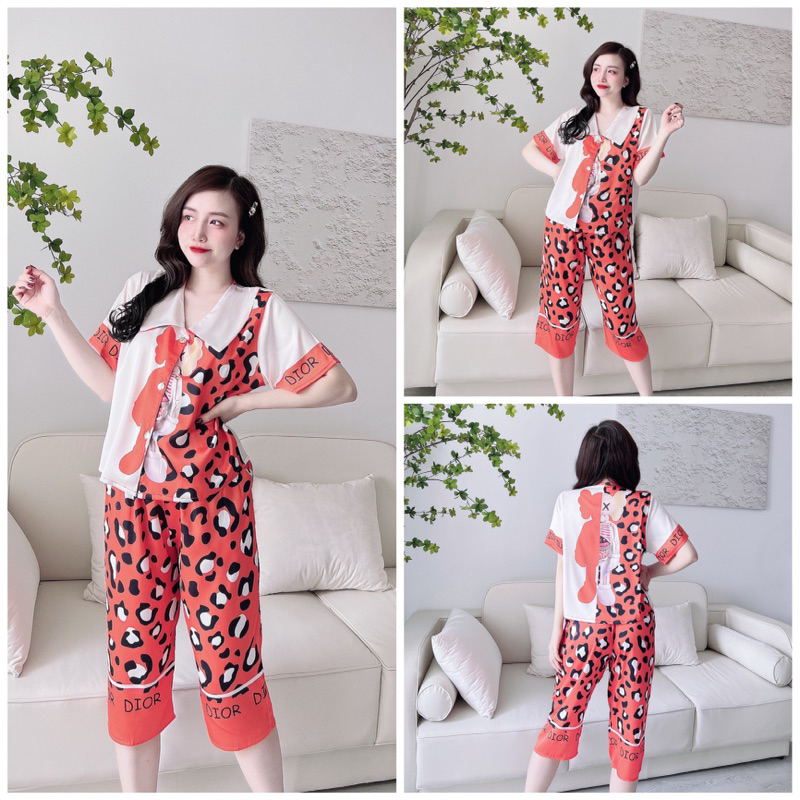 SP_46 Bộ đồ pijama BOLOBALA bộ ngủ pizama lửng chất lụa latin họa tiết thiết kế 3D