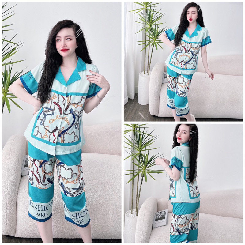 SP_118 Đồ bộ pijama BOLOBALA mặc nhà quần lửng áo tay ngắn chất lụa xước đa dạng hoạ tiết & màu sắc