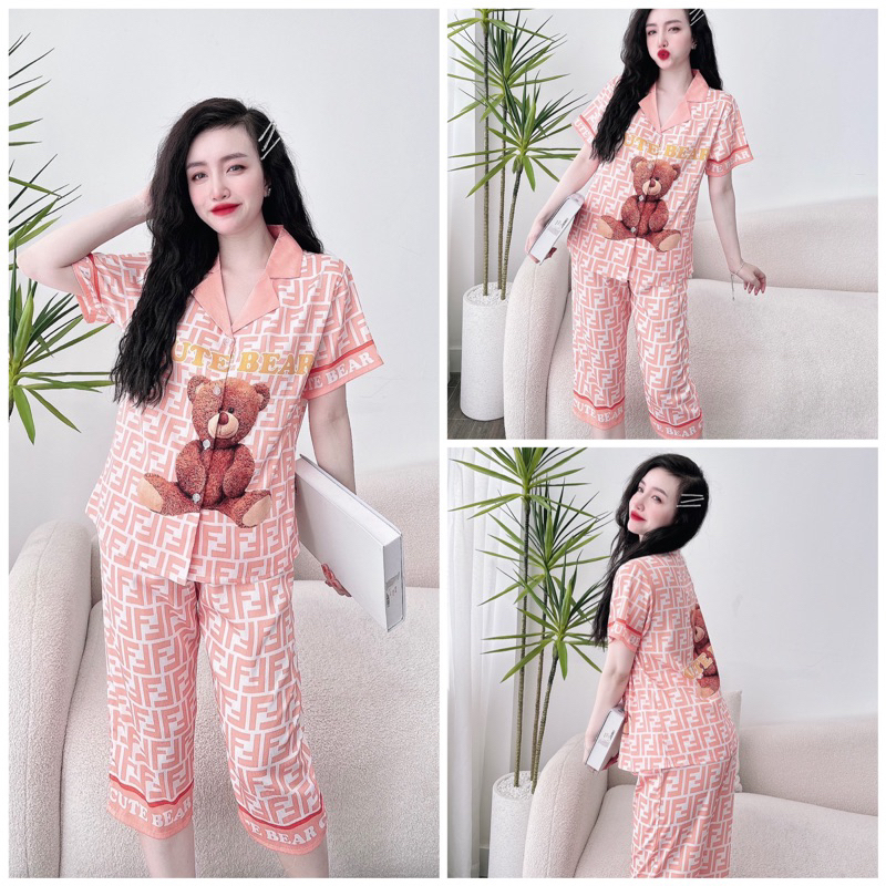 SP_118 Đồ bộ pijama BOLOBALA mặc nhà quần lửng áo tay ngắn chất lụa xước đa dạng hoạ tiết & màu sắc