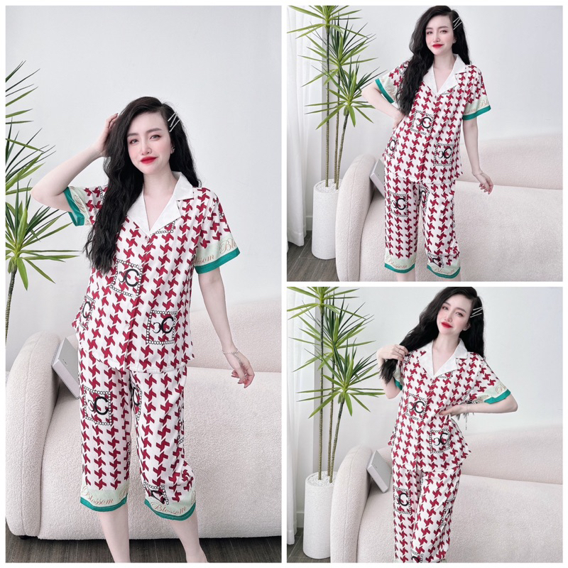 SP_118 Đồ bộ pijama BOLOBALA mặc nhà quần lửng áo tay ngắn chất lụa xước đa dạng hoạ tiết & màu sắc