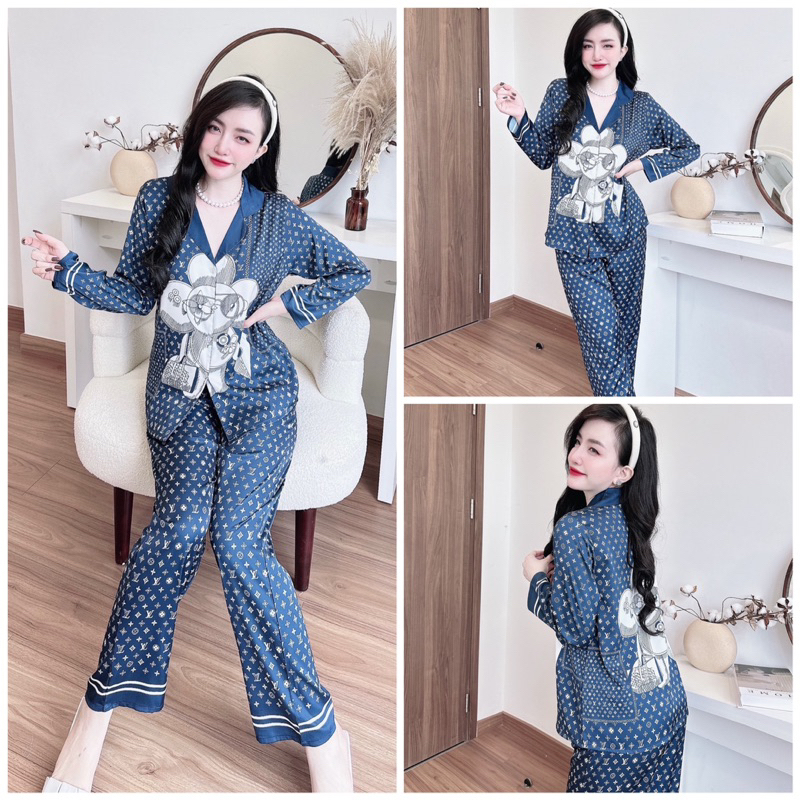 SP_128 Đồ bộ pijama BOLOBALA mặc nhà quần dài áo tay dài chất lụa latin hoa xinh, nổi bật
