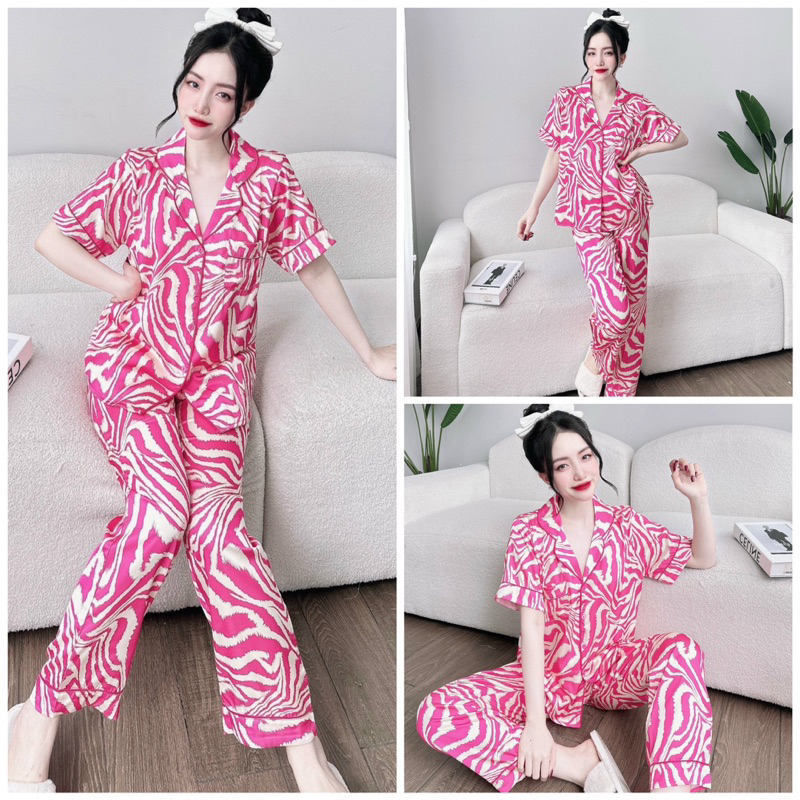 SP_137 Đồ bộ pijama BOLOBALA mặc nhà quần dài áo tay ngắn chất lụa latin xịn, hàng cao cấp hoạ tiết lập thể