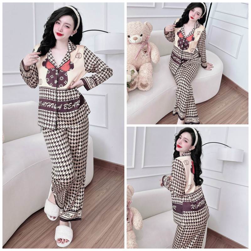Đồ bộ Pijama nữ lụa latin mặc nhà quần dài áo tay dài, cao cấp form truyền thống siêu đẹp SP_167 - BOLOBALA