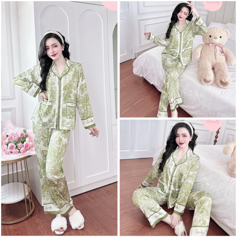 SP_182 Đồ bộ pijama BOLOBALA cho nữ mặc nhà quần dài áo tay dài chất lụa latin cao cấp Flamingo rất sang xịn
