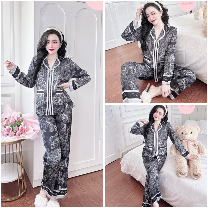 SP_182 Đồ bộ pijama BOLOBALA cho nữ mặc nhà quần dài áo tay dài chất lụa latin cao cấp Flamingo rất sang xịn