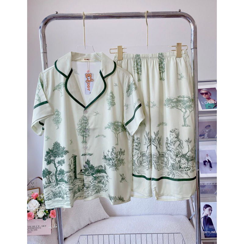 SP_185 Đồ bộ pijama BOLOBALA nữ mặc nhà quần lửng áo tay ngắn chất lụa latin hàng Teddy cực sang, xịn, đẹp