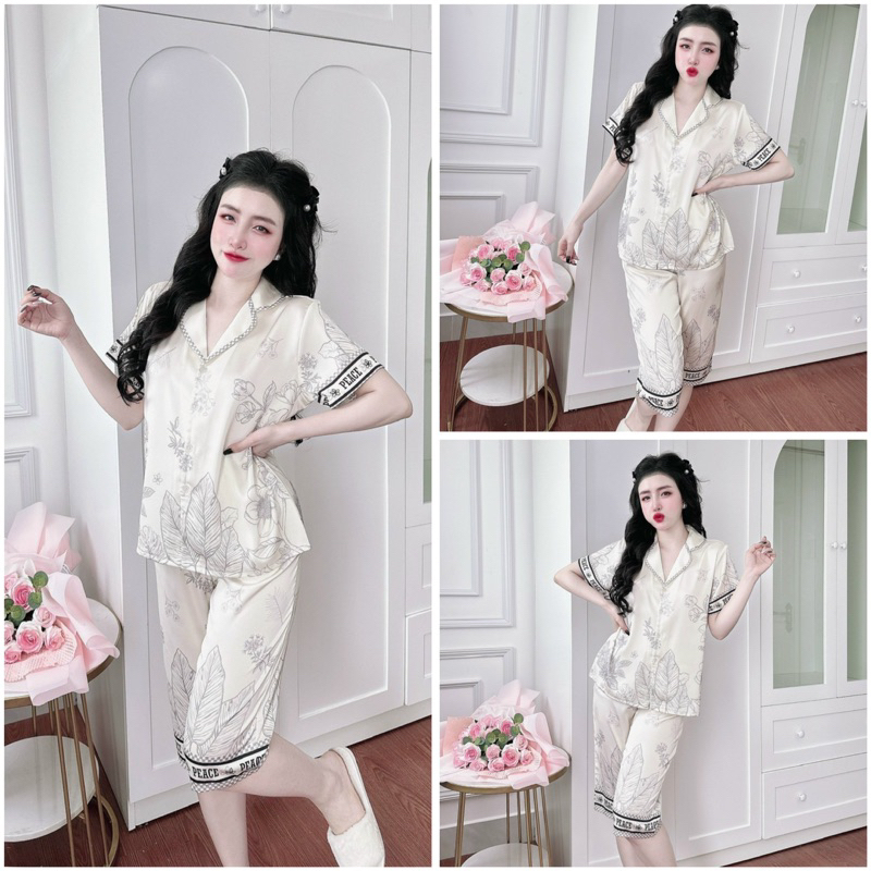SP_185 Đồ bộ pijama BOLOBALA nữ mặc nhà quần lửng áo tay ngắn chất lụa latin hàng Teddy cực sang, xịn, đẹp
