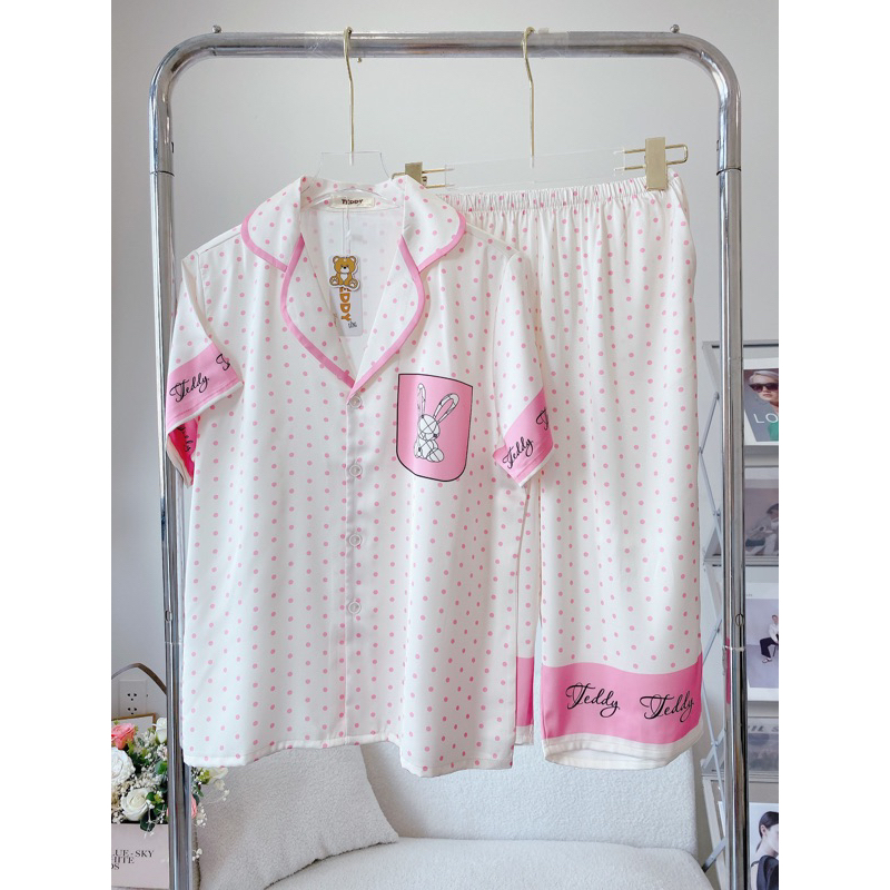 SP_185 Đồ bộ pijama BOLOBALA nữ mặc nhà quần lửng áo tay ngắn chất lụa latin hàng Teddy cực sang, xịn, đẹp