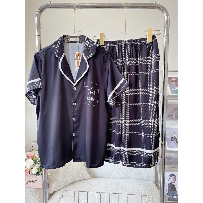 SP_185 Đồ bộ pijama BOLOBALA nữ mặc nhà quần lửng áo tay ngắn chất lụa latin hàng Teddy cực sang, xịn, đẹp