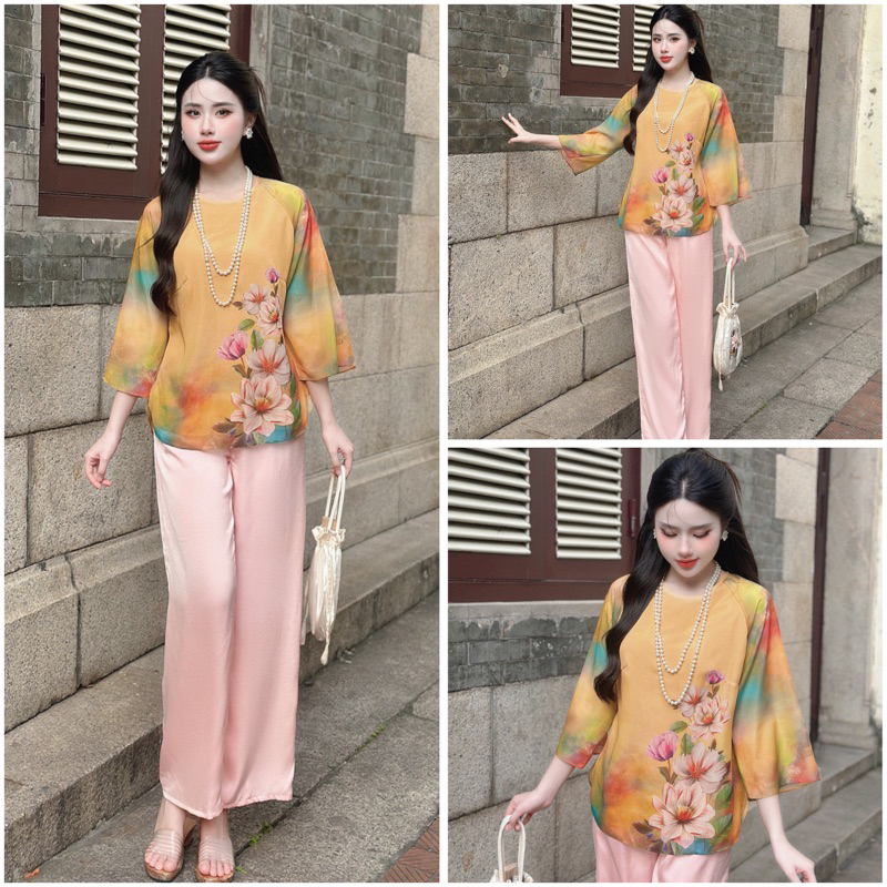 SP_190 BỘ LAM, PHÁP PHỤC ĐI LỄ CHÙA BOLOBALA QUẦN DÀI ÁO TAY LỠ CHẤT ÁO TƠ PHỐI QUẦN LỤA LẠNH MÀU SẮC HÀI HOÀ