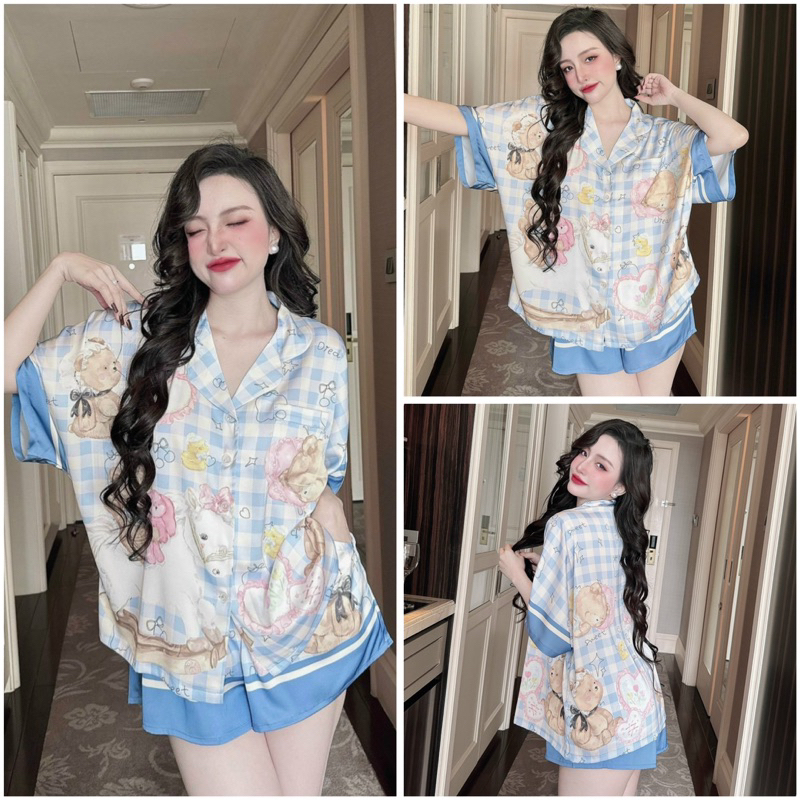 Đồ bộ pijama BOLOBALA nữ mặc nhà SP_212 quần đùi áo cánh dơi tay ngắn Lady chất lụa latin cao cấp, xịn đẹp