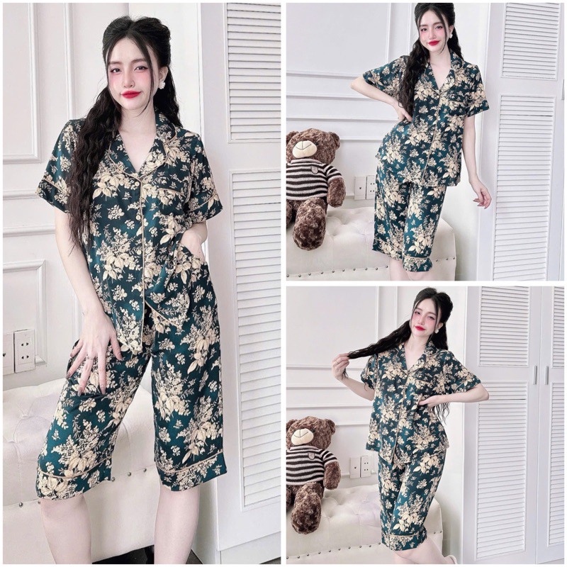 SP_214 Đồ bộ pijama BOLOBALA nữ mặc nhà quần lửng áo tay ngắn phom truyền thống chất lụa mango xịn, may kĩ cực đẹp