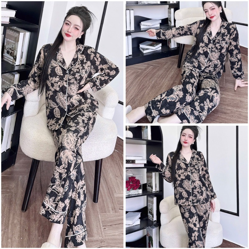 Đồ bộ pijama BOLOBALA nữ SP_240 mặc nhà quần dài áo tay dài phom truyền thống chất lụa mango