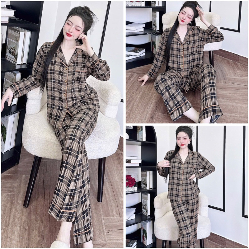 Đồ bộ pijama BOLOBALA nữ SP_240 mặc nhà quần dài áo tay dài phom truyền thống chất lụa mango