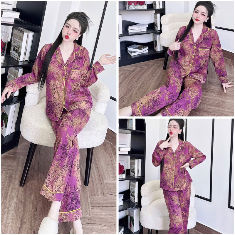 Đồ bộ pijama BOLOBALA nữ SP_240 mặc nhà quần dài áo tay dài phom truyền thống chất lụa mango
