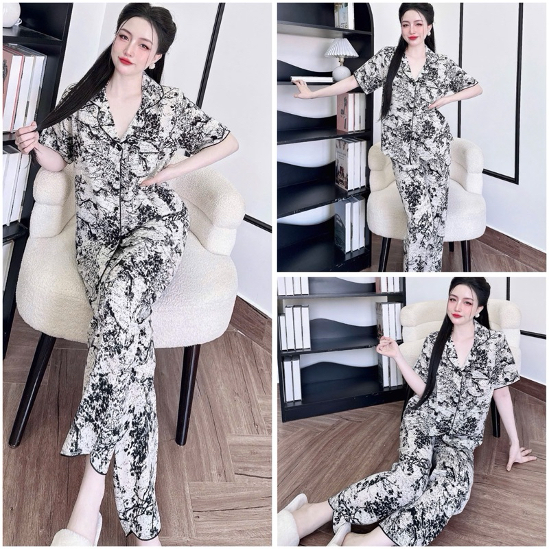 Đồ bộ pijama BOLOBALA nữ SP246 mặc nhà quần dài áo tay ngắn phom truyền thống chất lụa mango