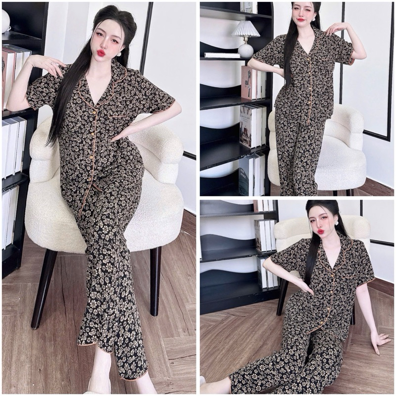 Đồ bộ pijama BOLOBALA nữ SP246 mặc nhà quần dài áo tay ngắn phom truyền thống chất lụa mango