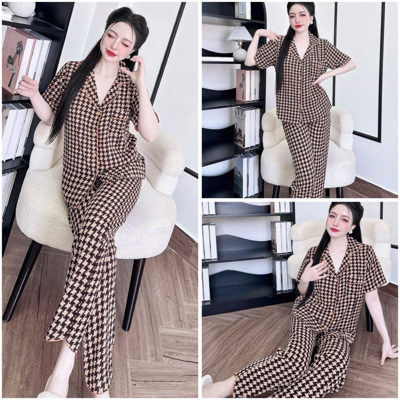 Đồ bộ pijama BOLOBALA nữ SP246 mặc nhà quần dài áo tay ngắn phom truyền thống chất lụa mango