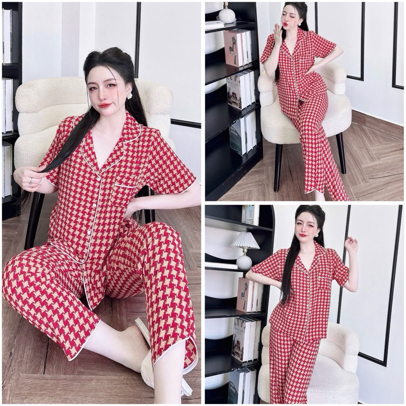 Đồ bộ pijama BOLOBALA nữ SP246 mặc nhà quần dài áo tay ngắn phom truyền thống chất lụa mango