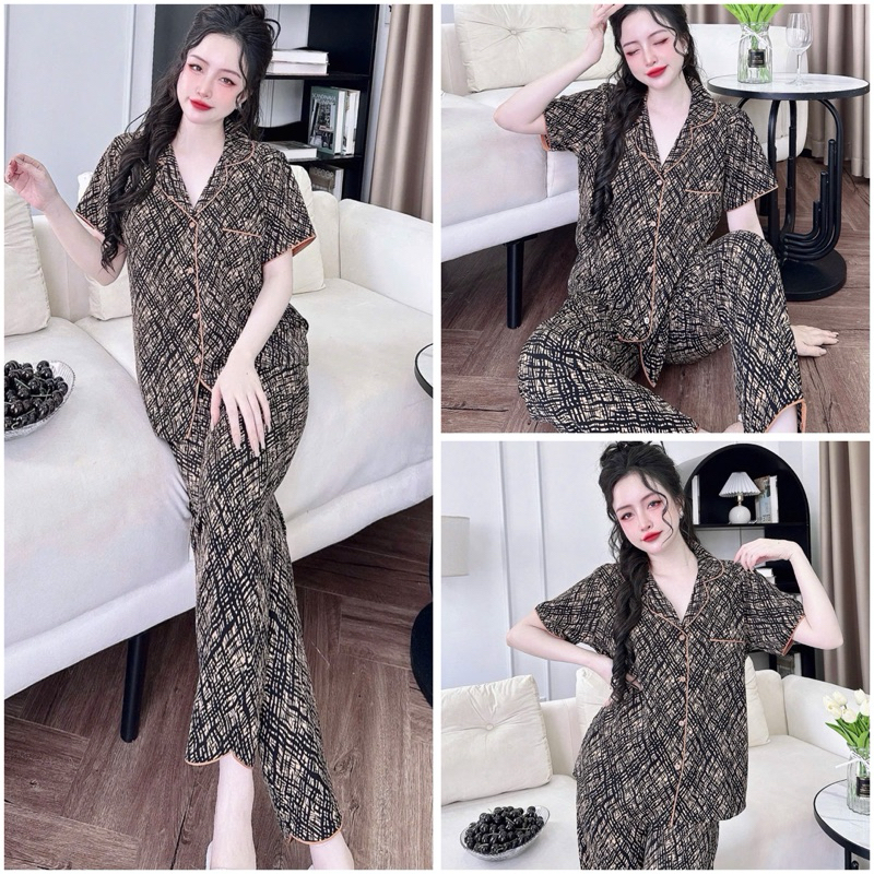 Đồ bộ ngủ lụa mango BOLOBALA pijama nữ mặc nhà SP248 quần dài áo tay ngắn mẫu quốc dân