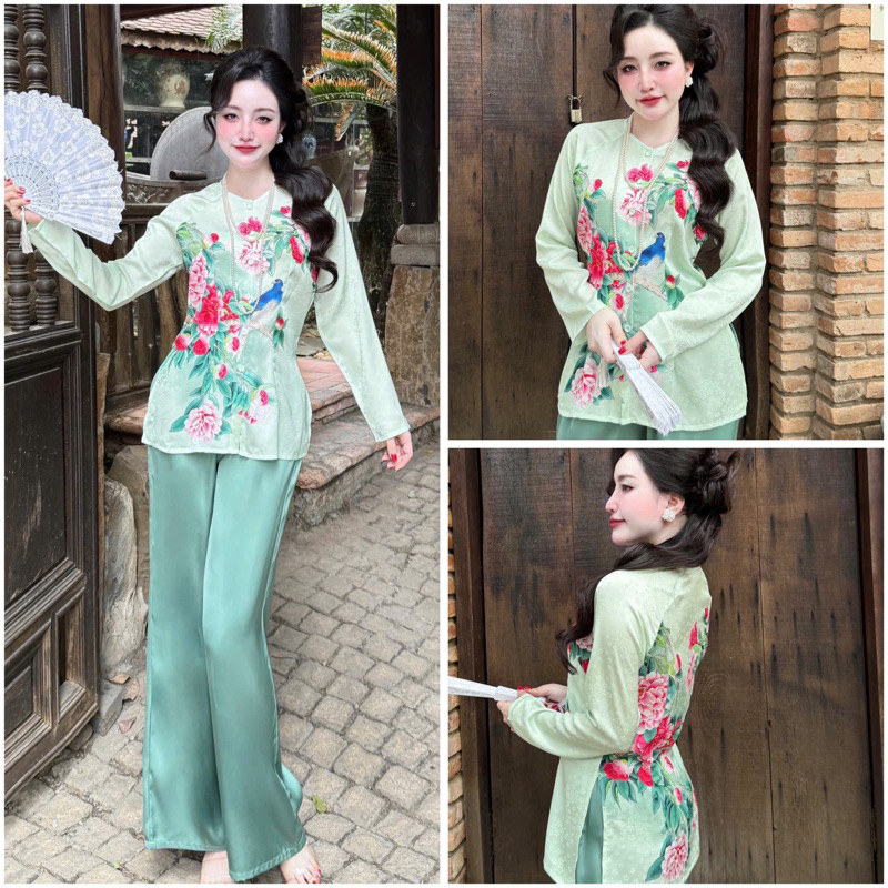 BỘ ÁO BÀ BA TRUYỀN THỐNG GẤM SP_238 HÀNG BUNNY HOẠ TIẾT MÀU SẮC RỰC RỠ