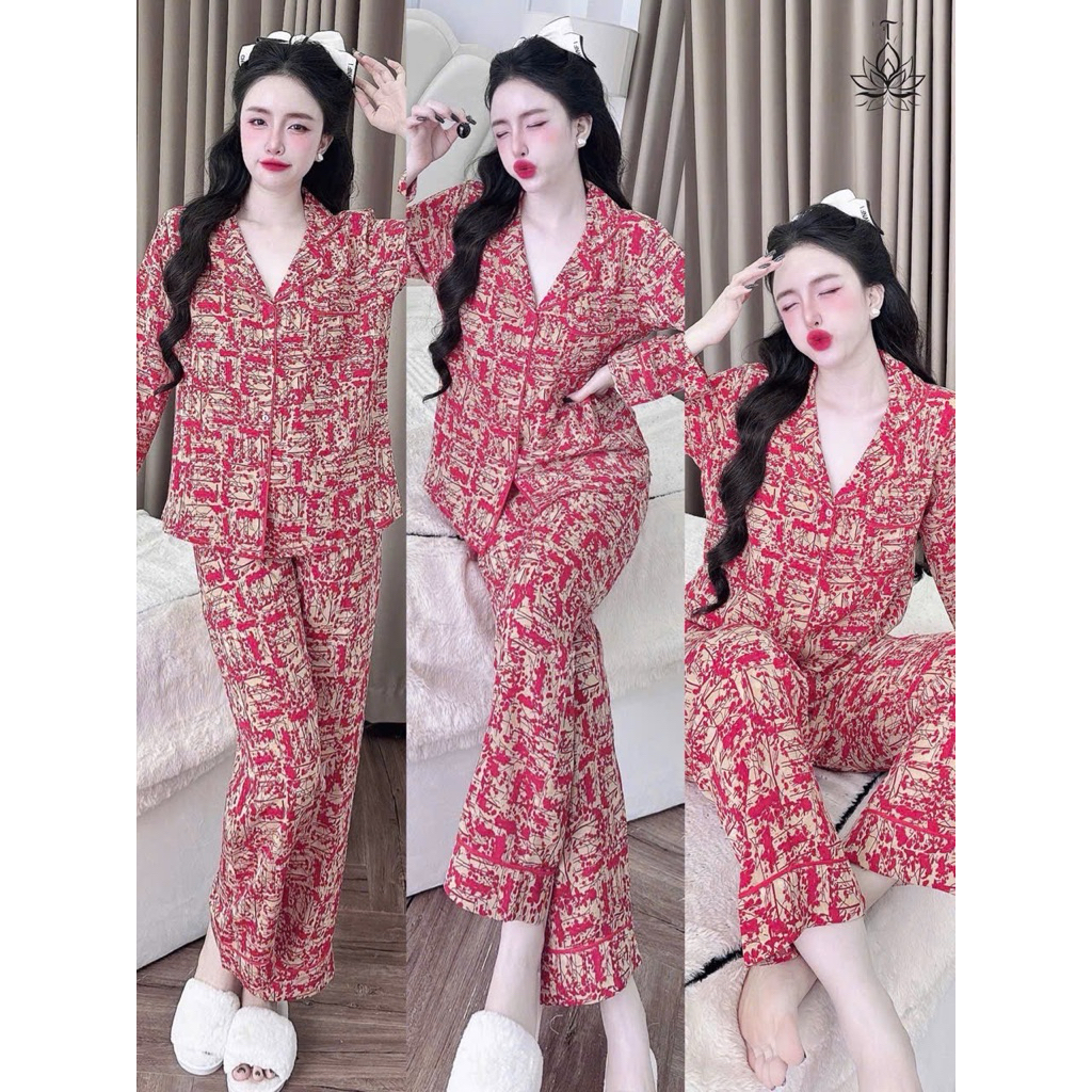 Đồ bộ pijama BOLOBALA nữ SP_254 mặc nhà quần dài áo tay dài phom truyền thống chất lụa mango đẹp